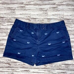 Vineyard Vines Women's Navy Blue Embroidered Whale Chino Shorts Size 12 Preppy